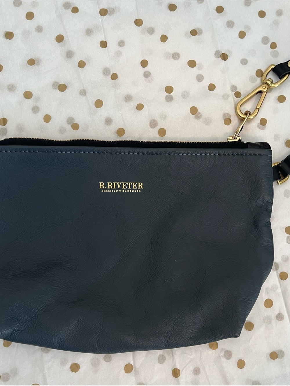 R. Riveter Deep Green Leather Wristlet Clutch - Picture 14 of 14